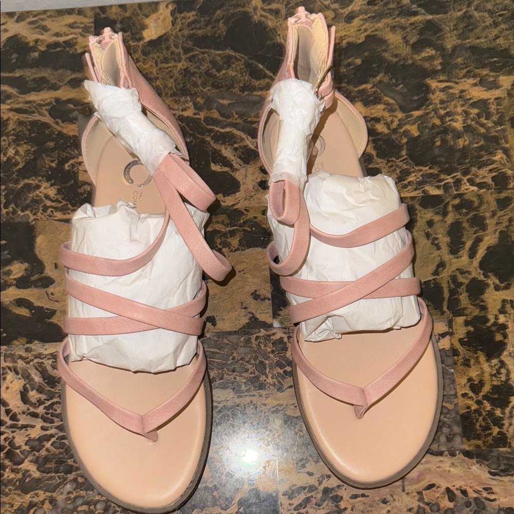 Journee Collection Blush Strappy Sandals New no box